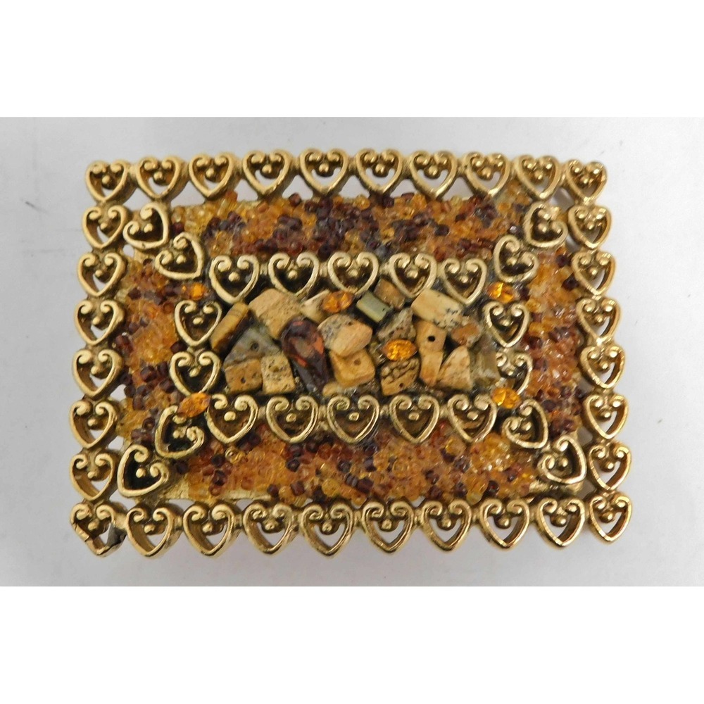 Viviane Guenoun Ornate Belt Buckle Beads Stones Gold